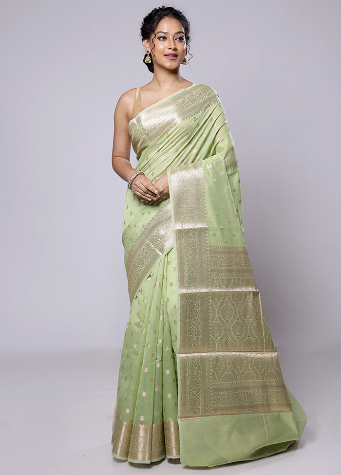 Green Kora Silk Saree With Blouse Piece