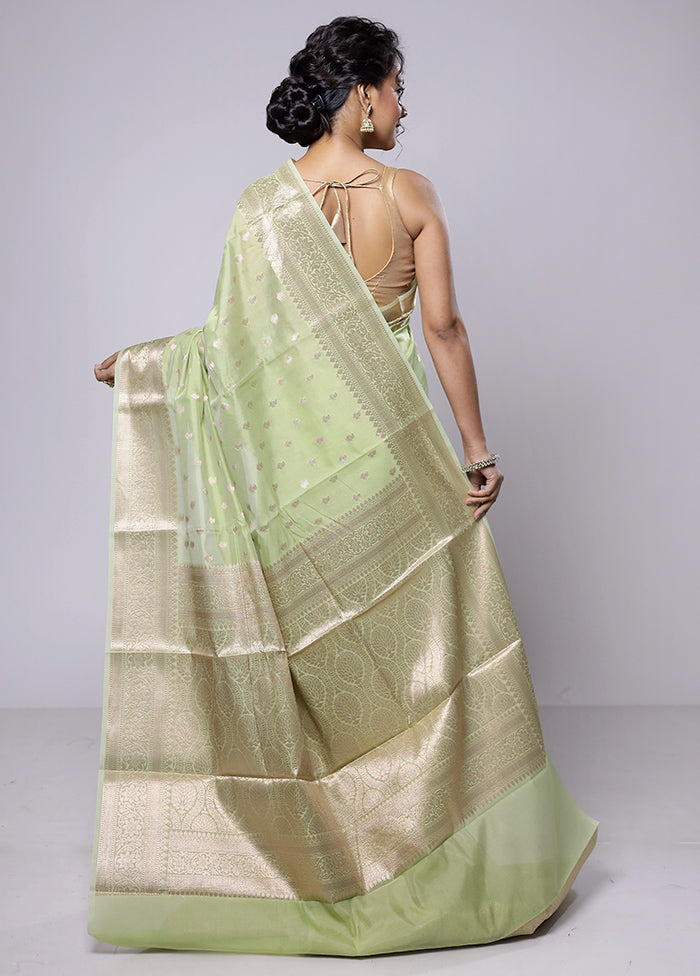 Green Kora Silk Saree With Blouse Piece