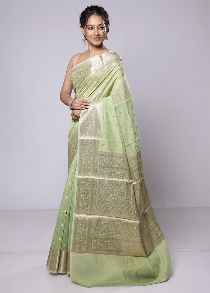 Green Kora Silk Saree With Blouse Piece