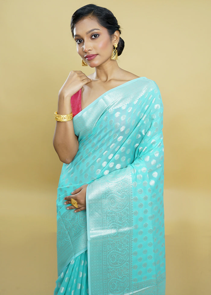 Green Kora Silk Saree With Blouse Piece