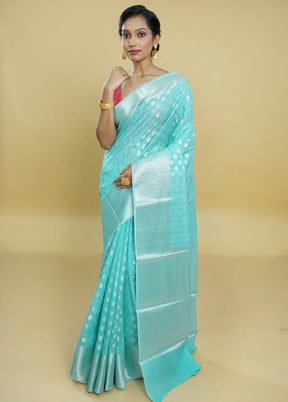 Green Kora Silk Saree With Blouse Piece