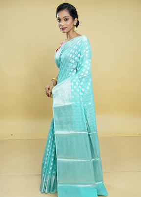 Green Kora Silk Saree With Blouse Piece