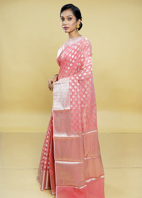 Pink Kora Silk Saree With Blouse Piece