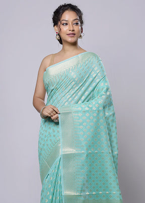 Green Kora Silk Saree With Blouse Piece