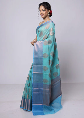 Green Kora Silk Saree With Blouse Piece