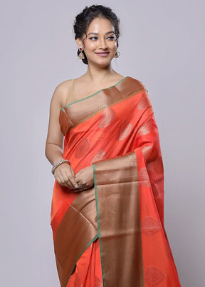 Red Kora Silk Saree With Blouse Piece