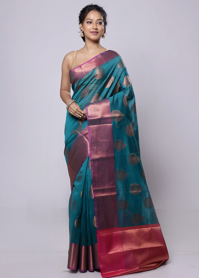 Green Kora Silk Saree With Blouse Piece