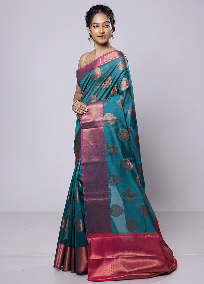 Green Kora Silk Saree With Blouse Piece