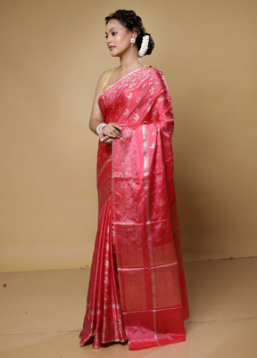 Pink Dupion Silk Saree With Blouse Piece