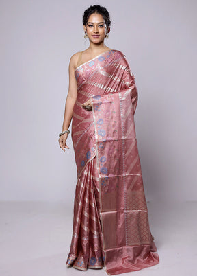 Pink Dupion Silk Saree With Blouse Piece