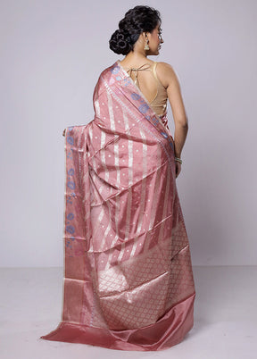 Pink Dupion Silk Saree With Blouse Piece