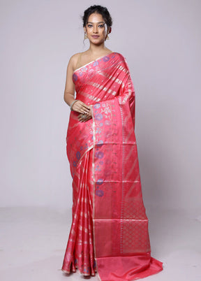 Pink Dupion Silk Saree With Blouse Piece