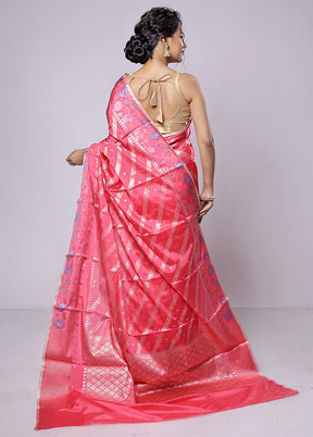 Pink Dupion Silk Saree With Blouse Piece