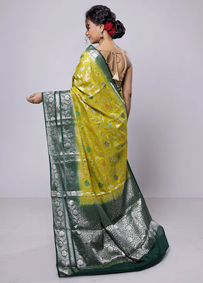 Yellow Kora Silk Saree With Blouse Piece