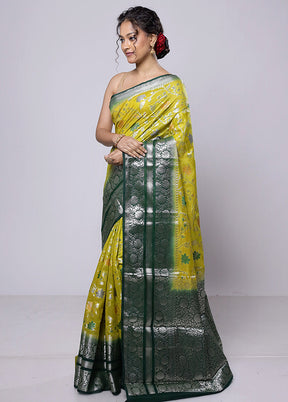 Yellow Kora Silk Saree With Blouse Piece