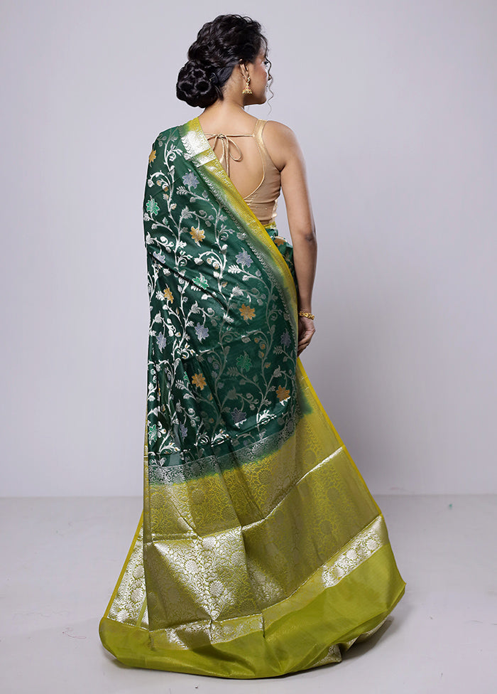 Green Kora Silk Saree With Blouse Piece