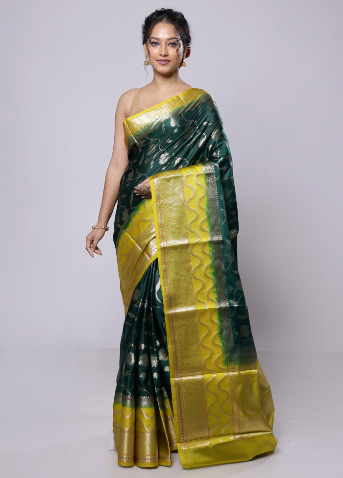 Green Kora Silk Saree With Blouse Piece