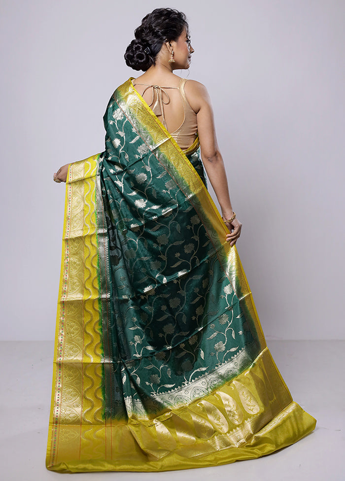 Green Kora Silk Saree With Blouse Piece