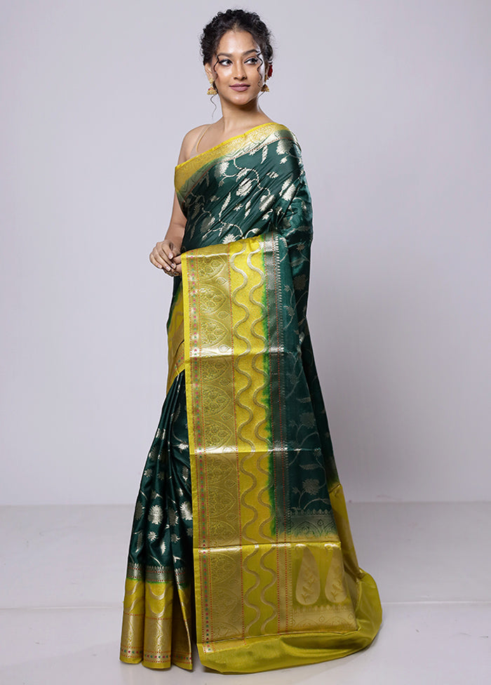 Green Kora Silk Saree With Blouse Piece