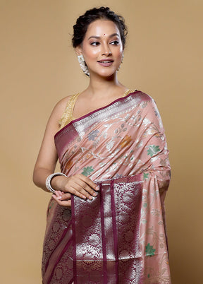 Cream Kora Silk Saree With Blouse Piece