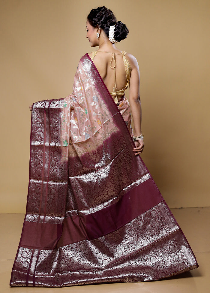 Cream Kora Silk Saree With Blouse Piece