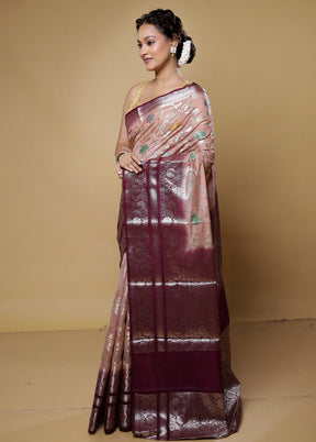 Cream Kora Silk Saree With Blouse Piece