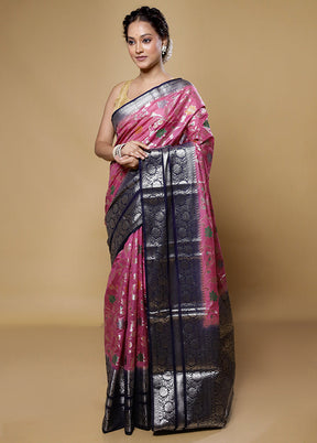 Purple Kora Silk Saree With Blouse Piece