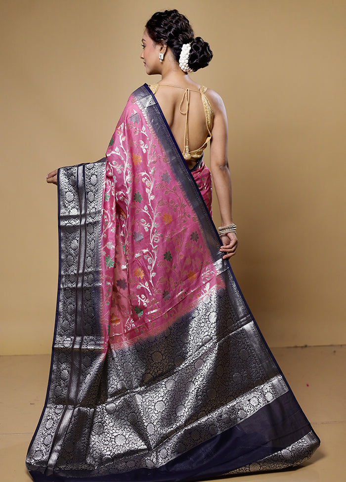 Purple Kora Silk Saree With Blouse Piece