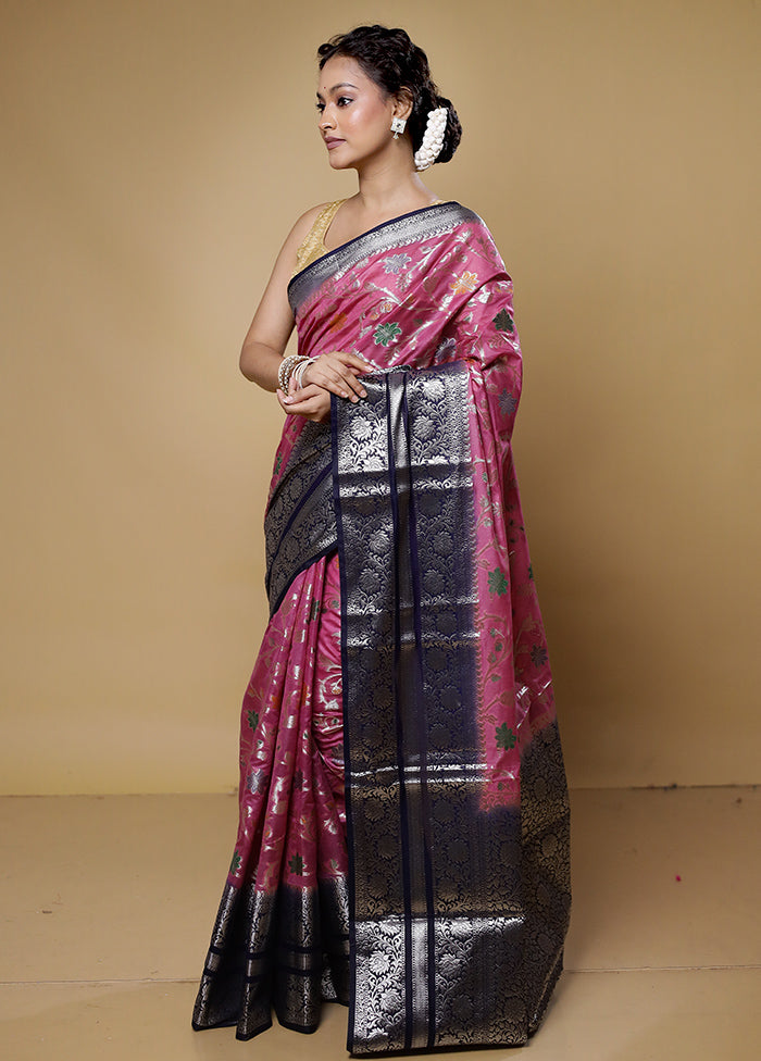 Purple Kora Silk Saree With Blouse Piece