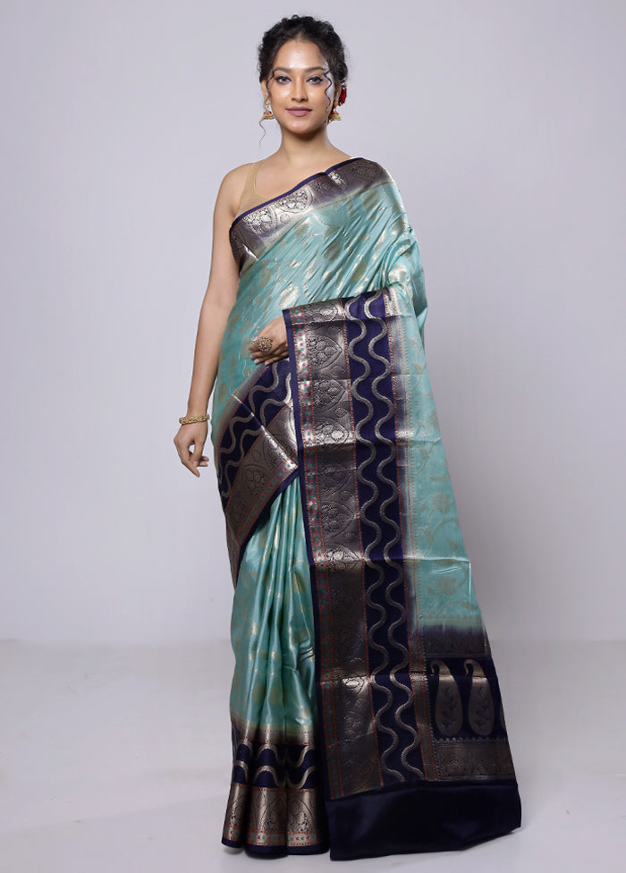 Green Kora Silk Saree With Blouse Piece