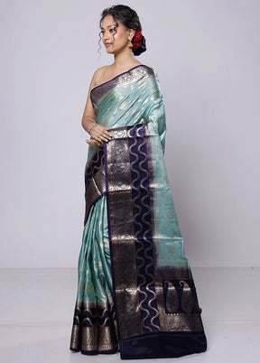 Green Kora Silk Saree With Blouse Piece