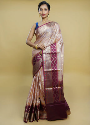 Cream Kora Silk Saree With Blouse Piece