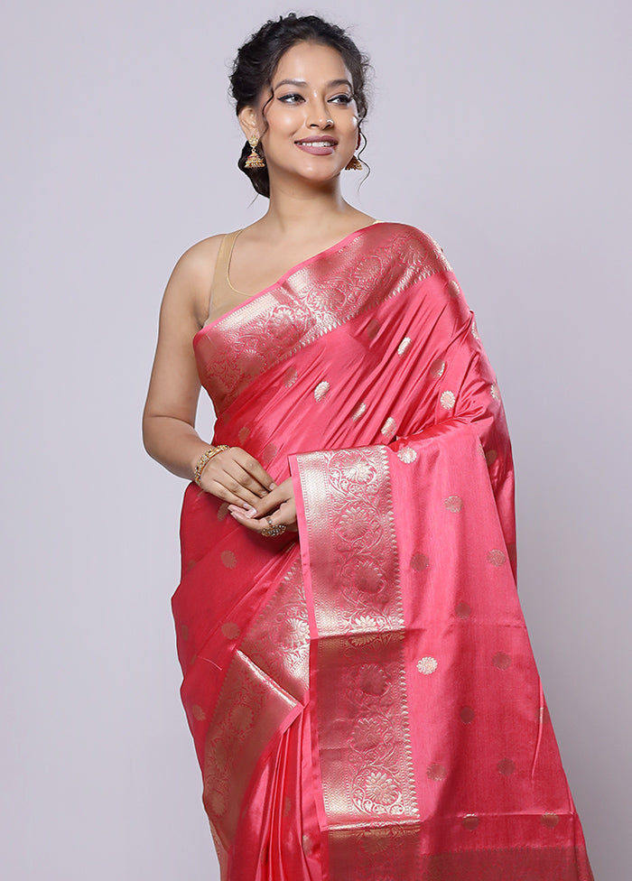 Pink Dupion Silk Saree With Blouse Piece