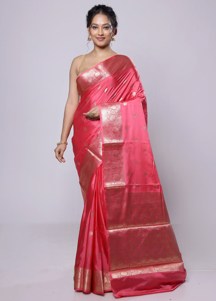 Pink Dupion Silk Saree With Blouse Piece