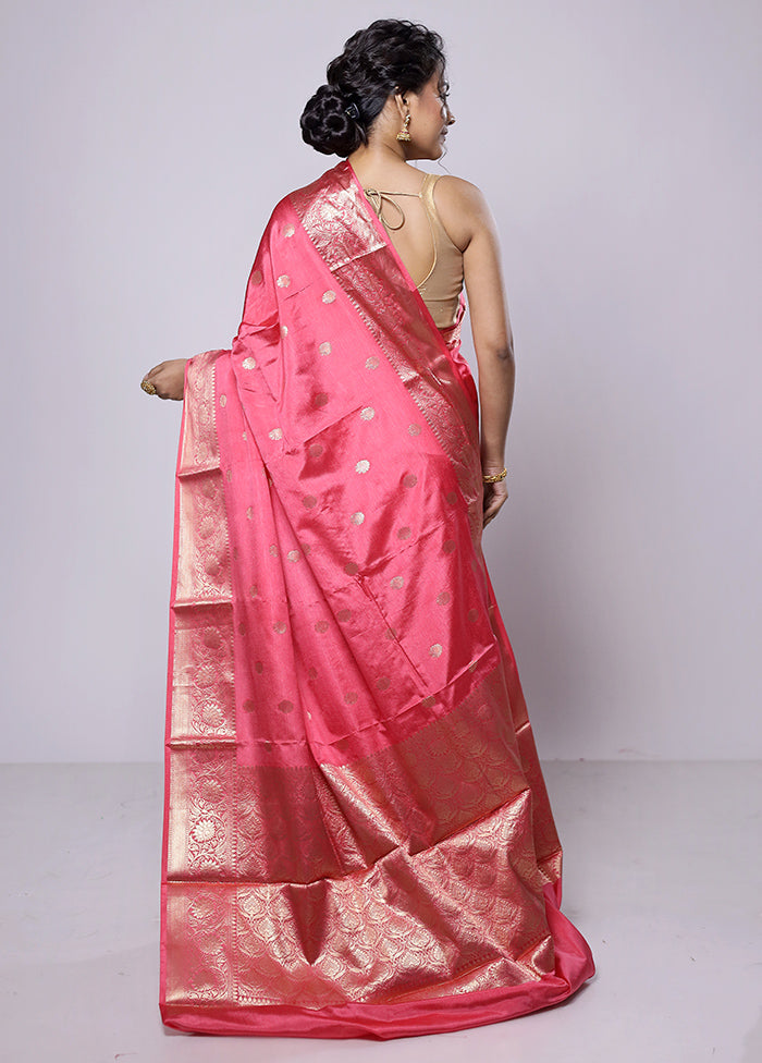 Pink Dupion Silk Saree With Blouse Piece