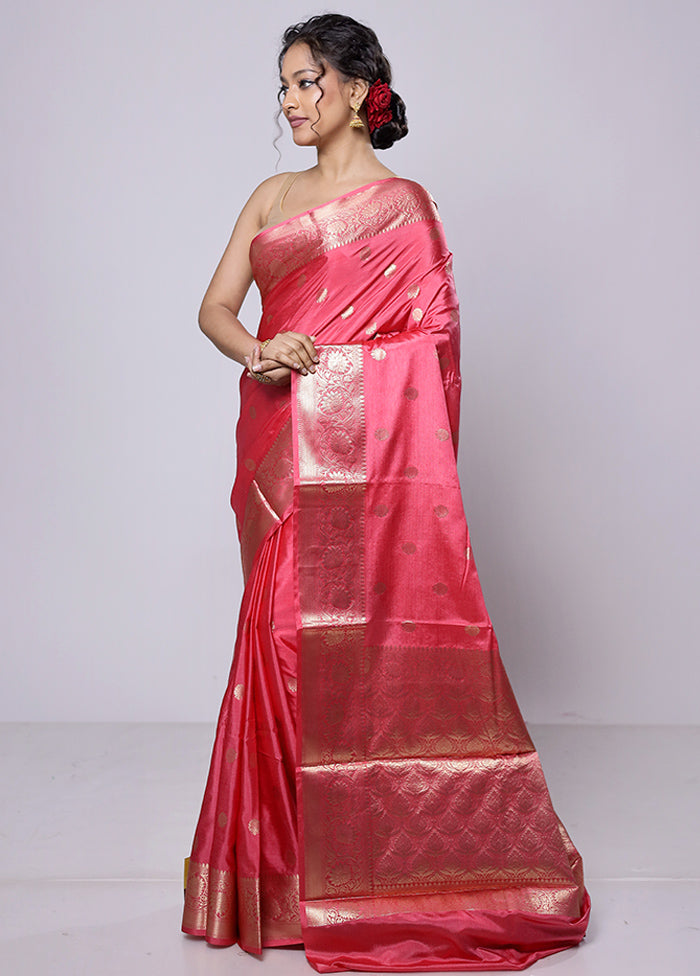 Pink Dupion Silk Saree With Blouse Piece