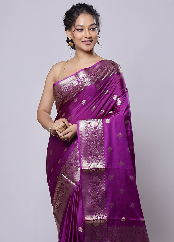 Purple Dupion Silk Saree With Blouse Piece