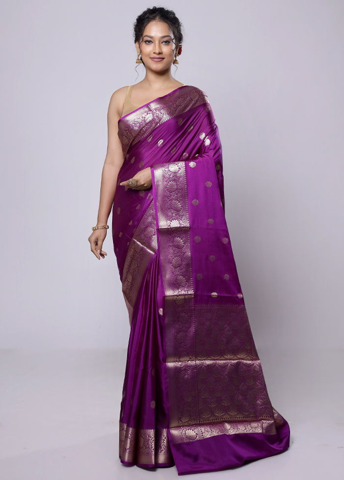 Purple Dupion Silk Saree With Blouse Piece