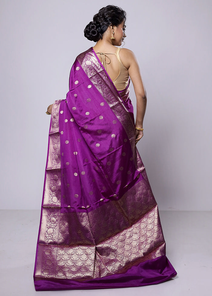 Purple Dupion Silk Saree With Blouse Piece