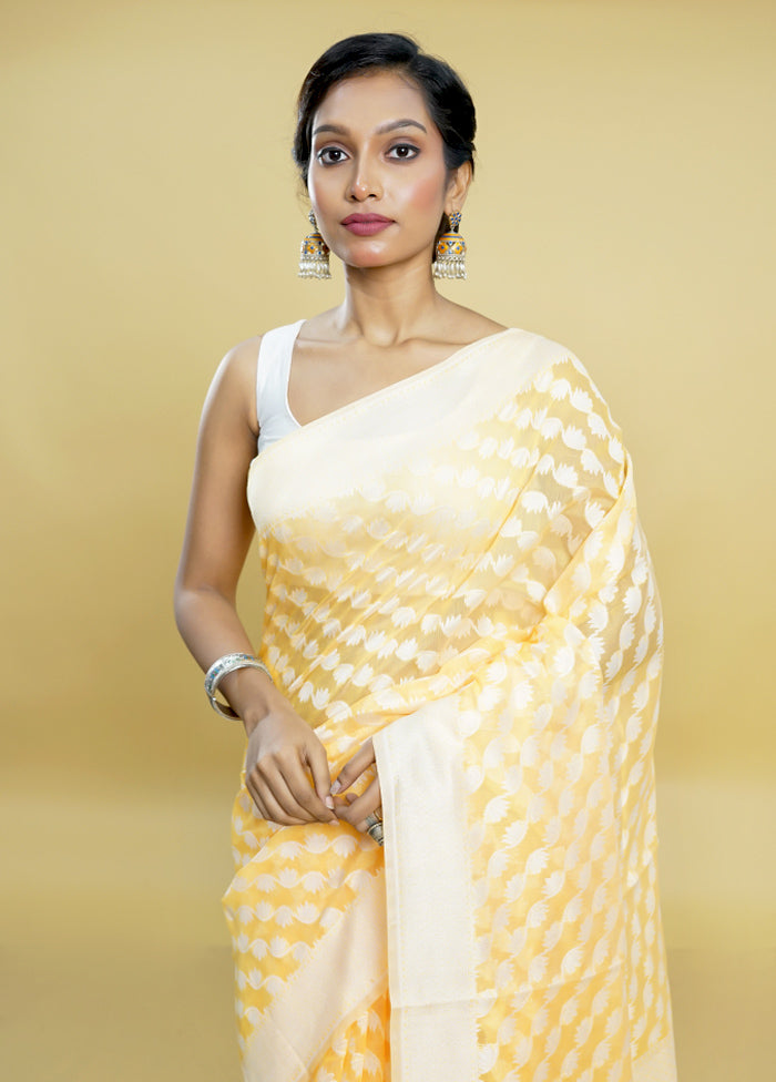 Peach Cotton Saree With Blouse Piece