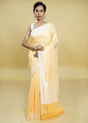 Peach Cotton Saree With Blouse Piece