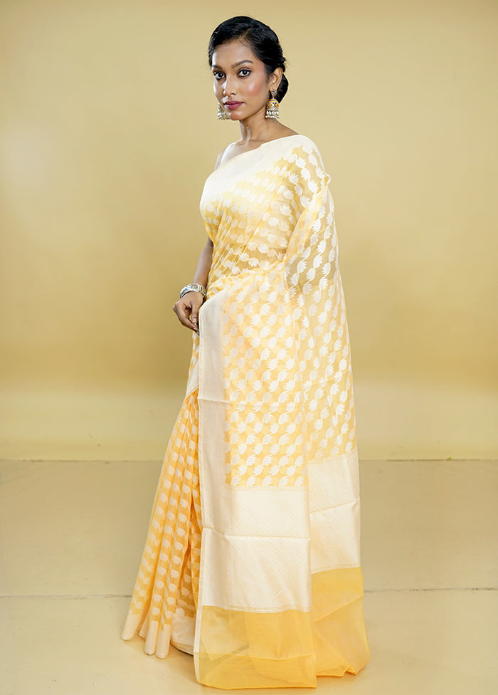 Peach Cotton Saree With Blouse Piece