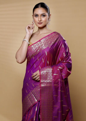 Purple Uppada Silk Saree With Blouse Piece