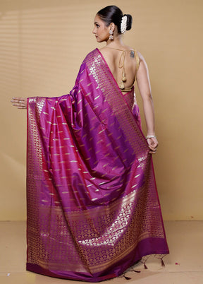 Purple Uppada Silk Saree With Blouse Piece