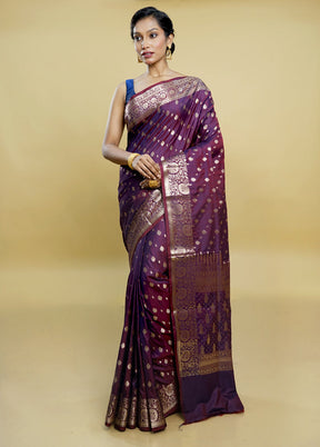 Purple Uppada Silk Saree With Blouse Piece