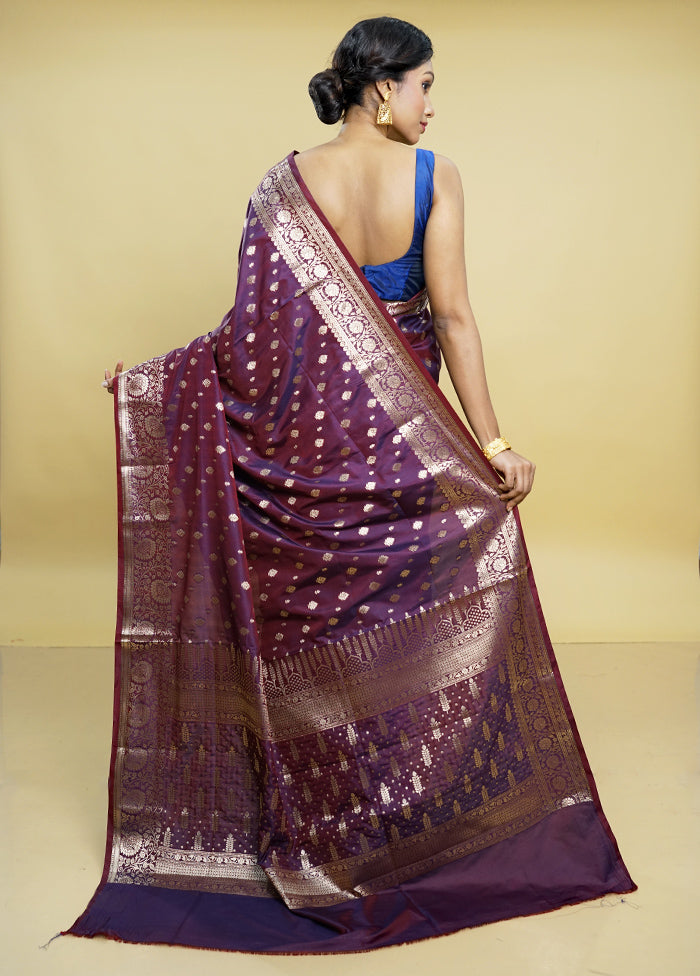 Purple Uppada Silk Saree With Blouse Piece