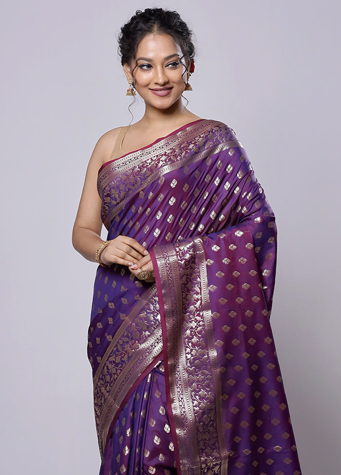 Purple Uppada Silk Saree With Blouse Piece