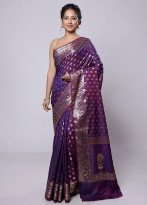 Purple Uppada Silk Saree With Blouse Piece