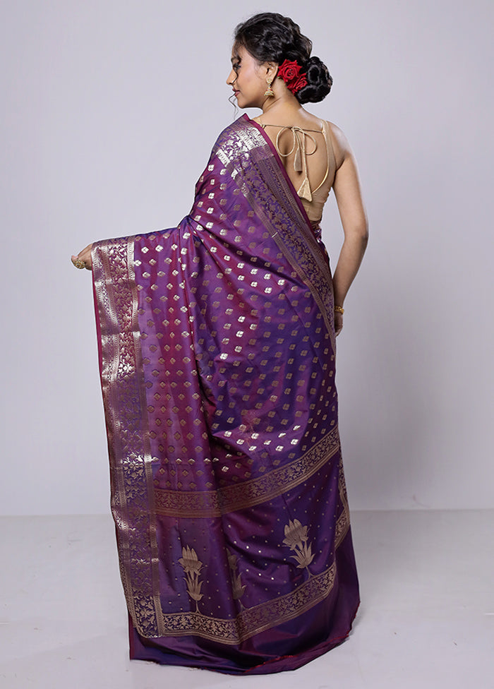 Purple Uppada Silk Saree With Blouse Piece