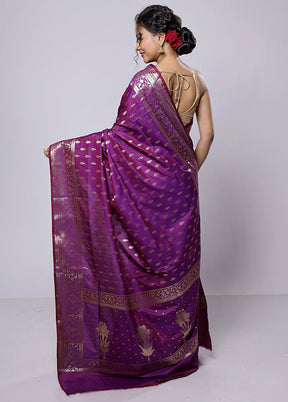 Purple Uppada Silk Saree With Blouse Piece